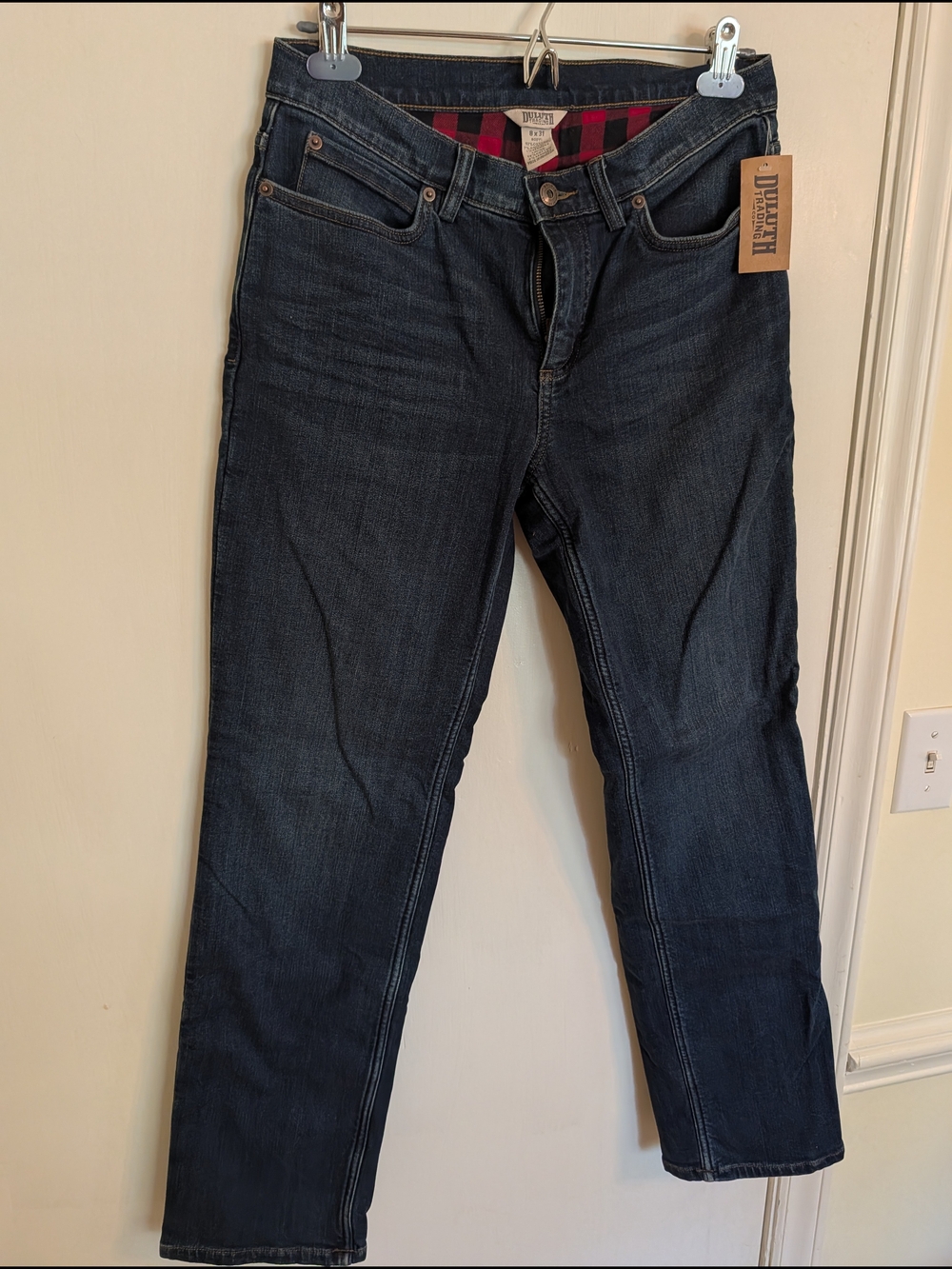 Duluth Trading Co Dark Blue Straight-Leg Women's Flannel-lined Jeans